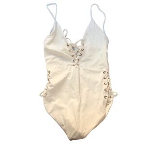3/$15 Fashion nova white side lace tie swimsuit